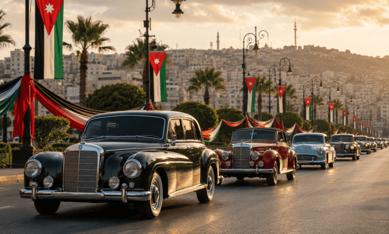 متحف السيارات الملكي يحتفي بعيد الاستقلال الـ80 بموكب كلاسيكي يجوب عمّان