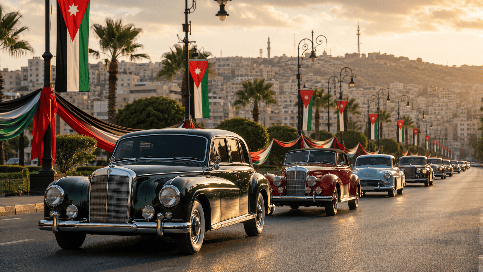 متحف السيارات الملكي يحتفي بعيد الاستقلال الـ80 بموكب كلاسيكي يجوب عمّان